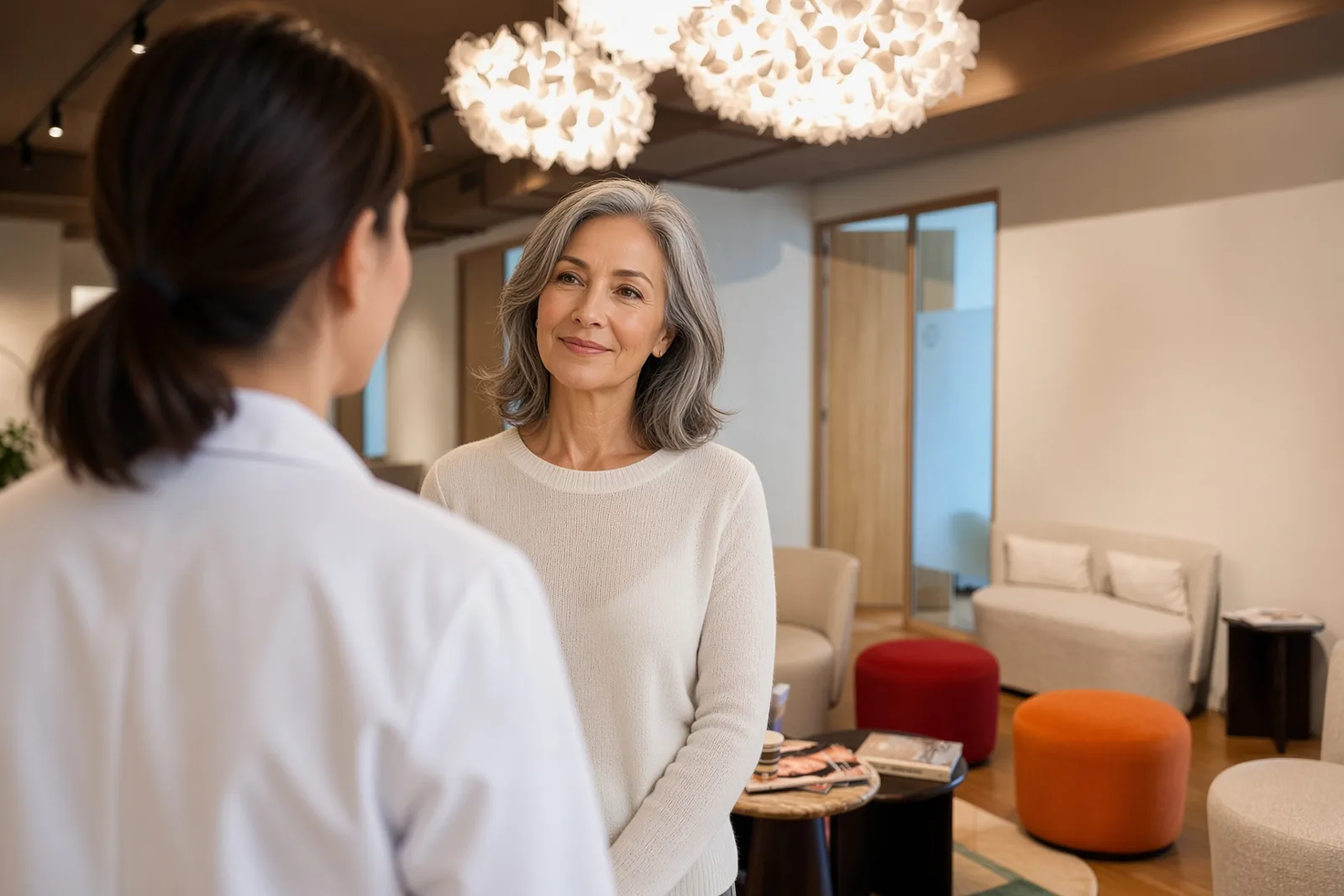 Patiente en consultation chez Beauvoir Clinic, accompagnement médical après une perte de poids importante