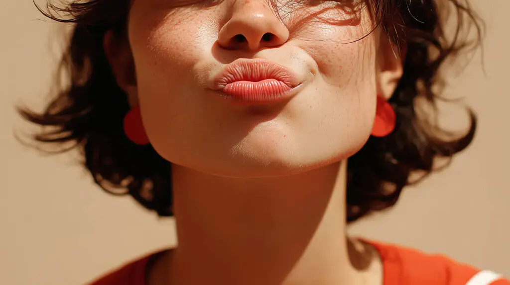 Femme aux lèvres pincées sous le soleil