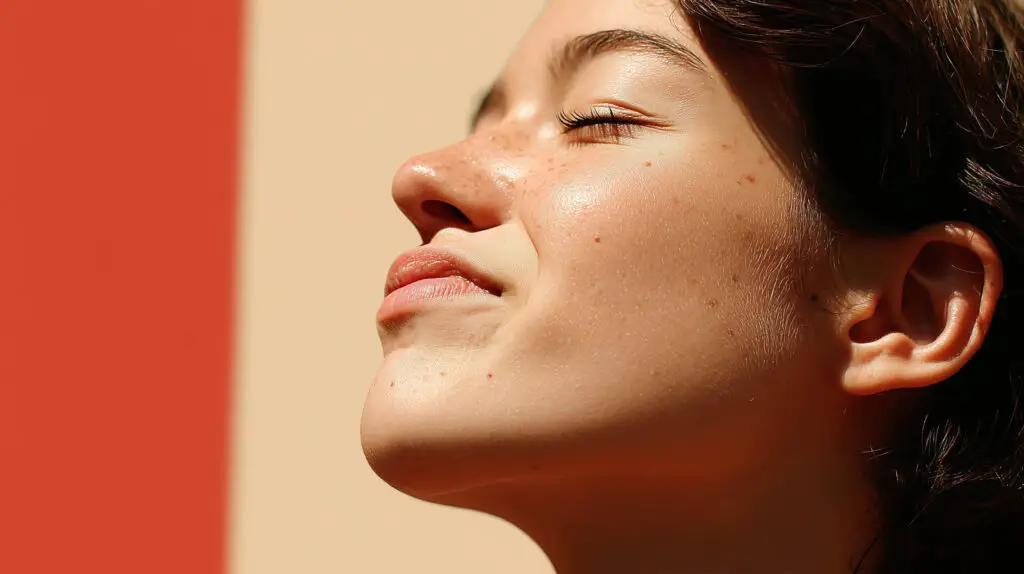 Femme profitant du soleil les yeux fermés