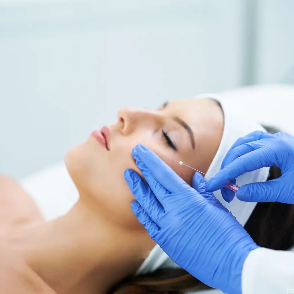 Injection esthétique sur le visage d'une femme